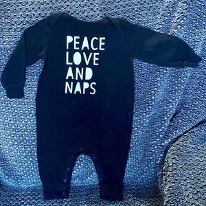 Peace Love and Naps; White & Gray 2pk, one piece romper